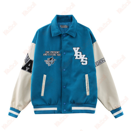 blue cotton blend bomber jackets